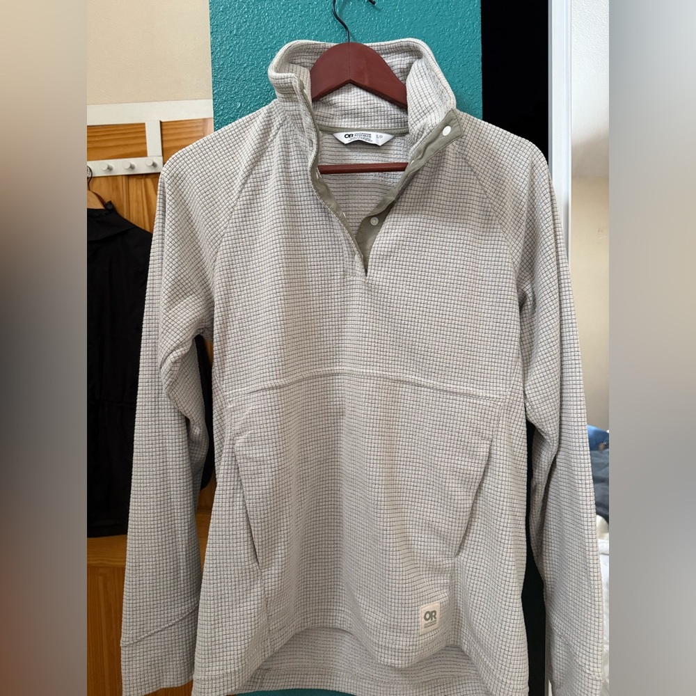 Outdoor Research Trail Mix Snap Pullover - Cream/Grey, Size Small